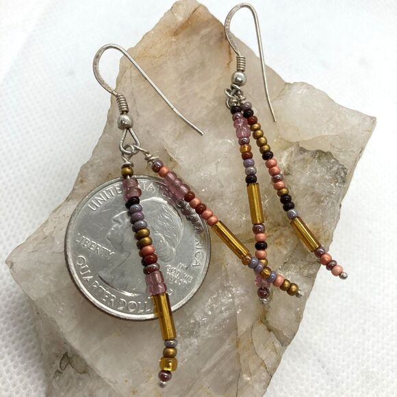 Vintage Lot of 4 Pairs Beaded Dangle Drop Earrings Sterling 925 Silver 11g - Picture 4 of 7